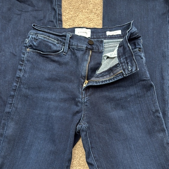Frame Le High Rise Flare Leg in Paton Dark Wash Stretch Jeans Size 28 - Picture 5 of 8